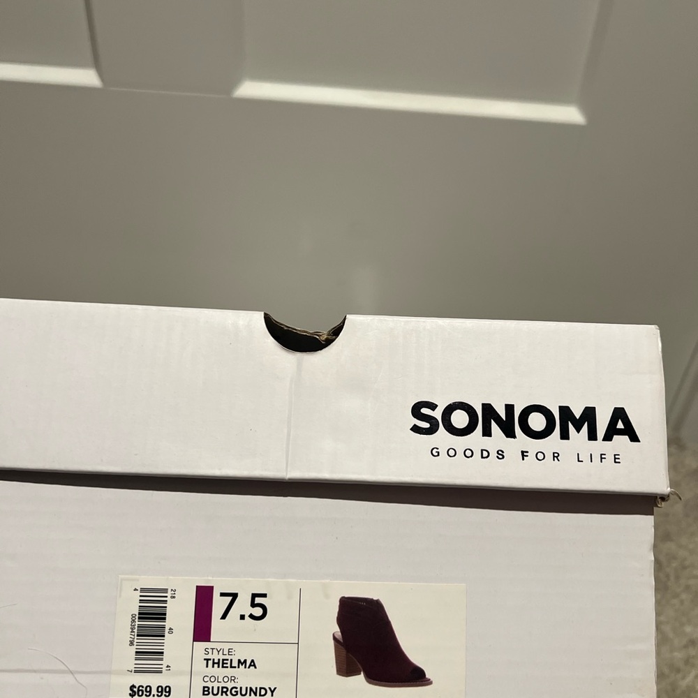 Sonoma Women's Burgundy Open-Toe Heel Boots - Picture 3 of 3